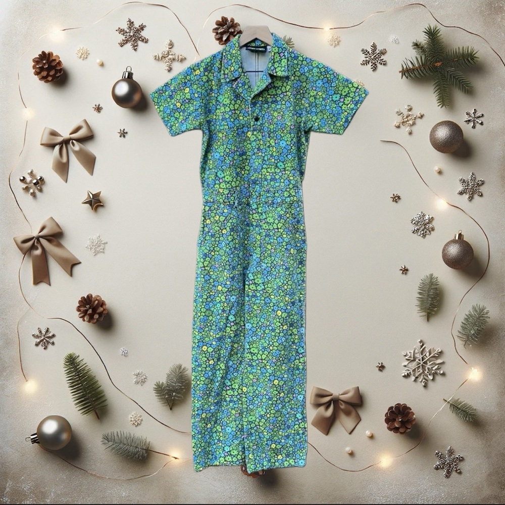 Big Bud Press Moss Blossom Short Sleeve Jumpsuit Size XS